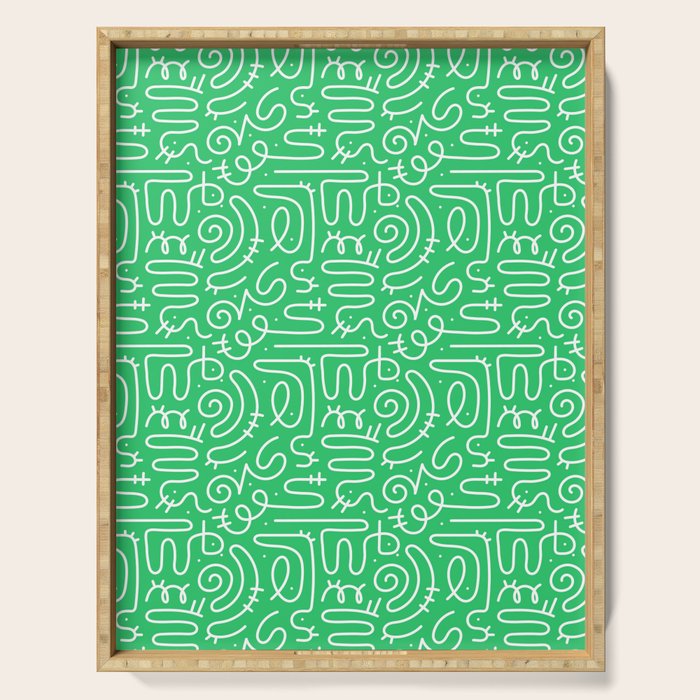 Colorful abstract fun line doodle art pattern Serving Tray Gallery Image 1