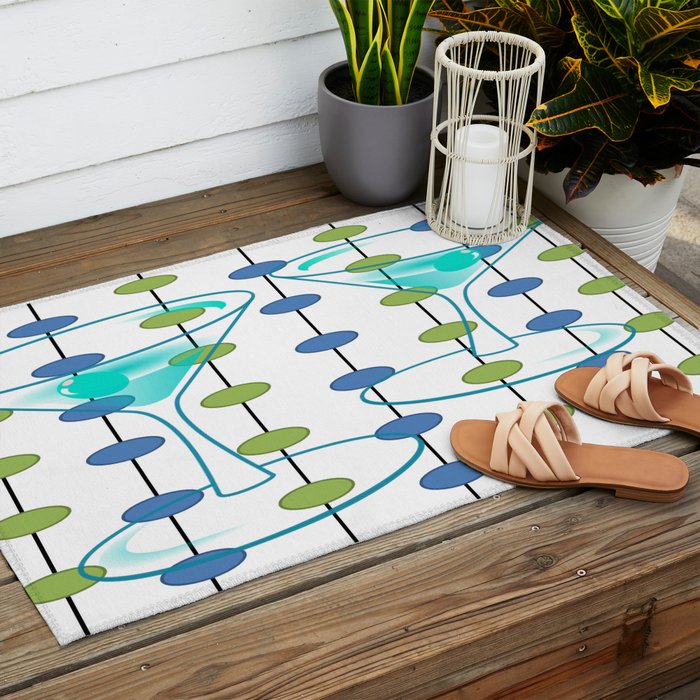 Mid-Century Modern Atomic Art Cocktails 1.0 Outdoor Rug Gallery Image 2