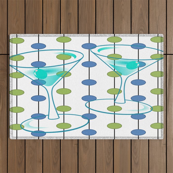Mid-Century Modern Atomic Art Cocktails 1.0 Outdoor Rug Gallery Image 1