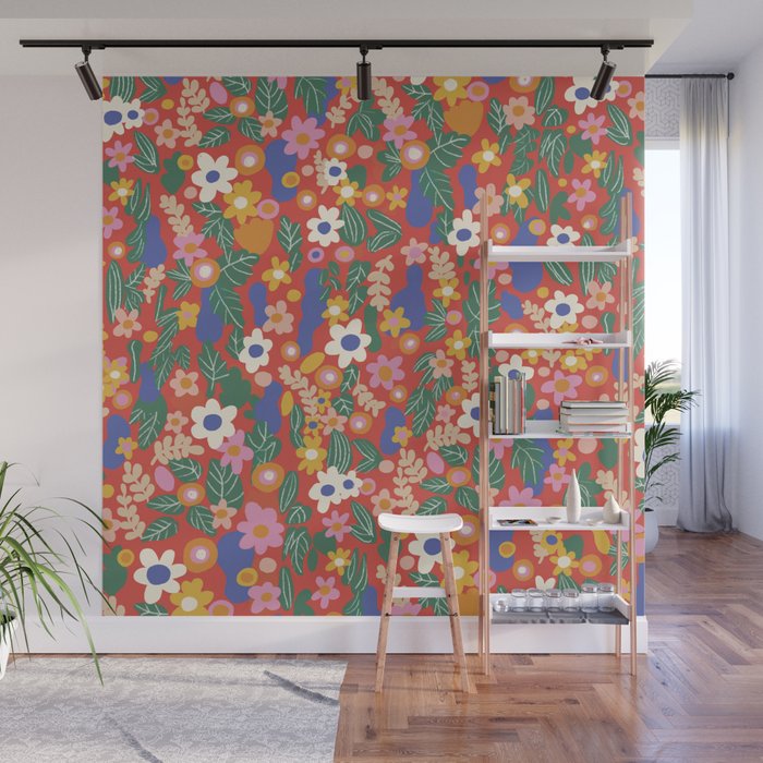 Evelyn red Wall Mural Gallery Image 1