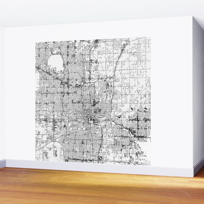 Oklahoma City White Map Wall Mural Gallery Image 2