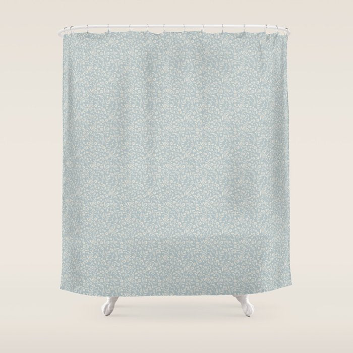 Ditsy Toile Floral - Aquamarine Shower Curtain Gallery Image 1