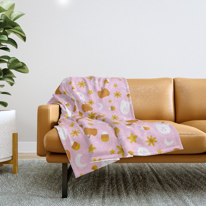 Is It Fall Yet in Pink Throw Blanket Gallery Image 1