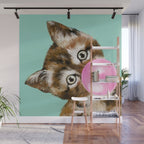 Bubble Gum Baby Cat in Green Wall Mural Gallery Image 1