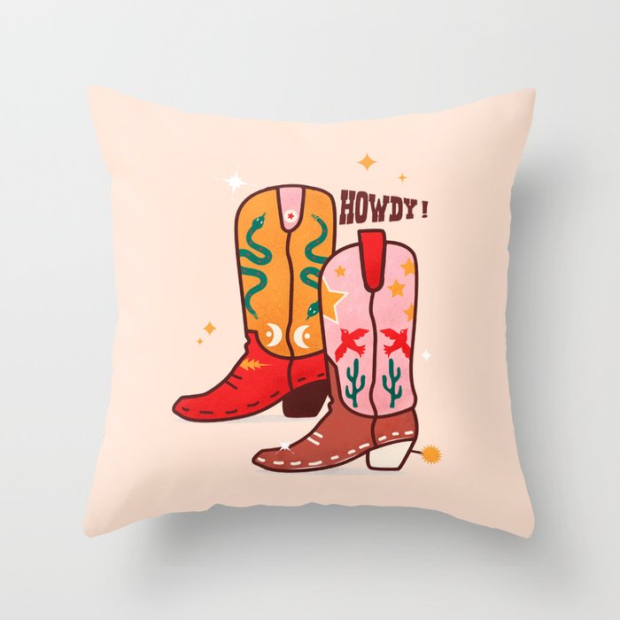 Howdy! Cowboy Boots Throw Pillow Gallery Image 6