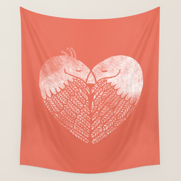 Love birds sitting on a tree Wall Tapestry Gallery Image 4