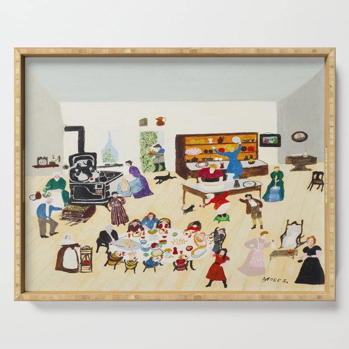 Anna Mary Robertson 'Grandma' Moses Thanksgiving American Folk Art Serving Tray Gallery Image 1