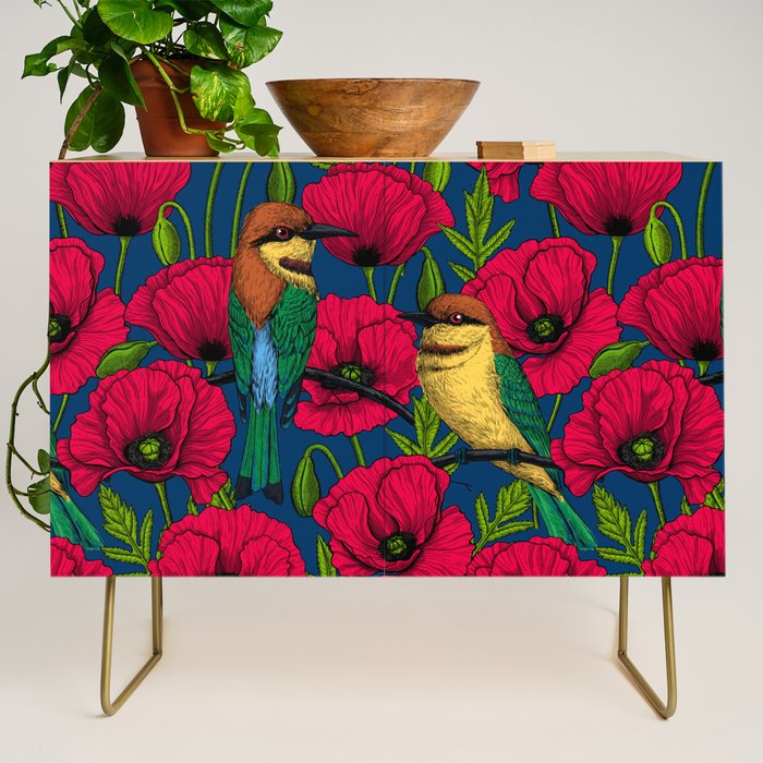 Bee eaters and poppies  Credenza Gallery Image 1