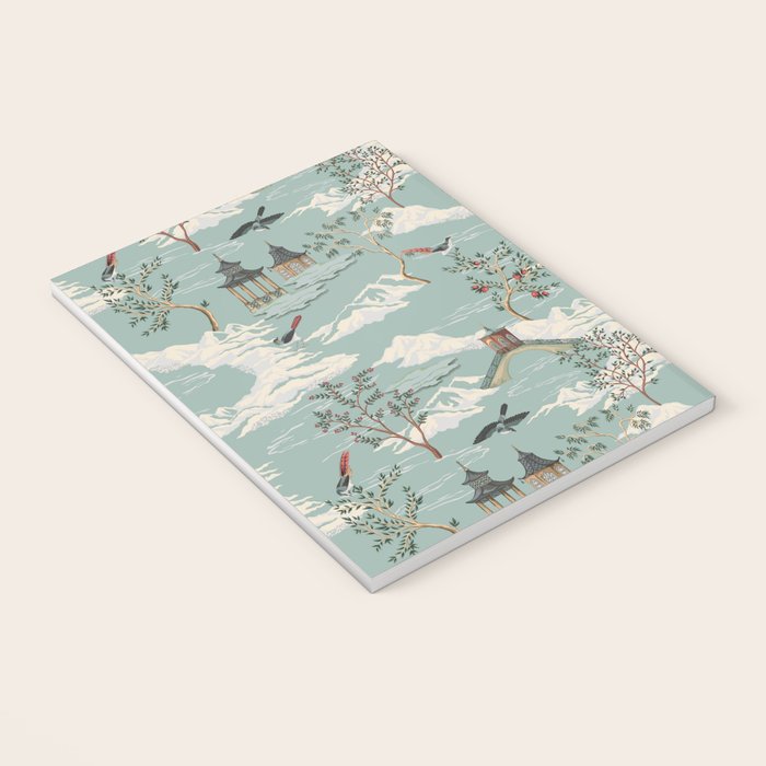 Vintage Chinoiserie Pastel Pagoda Bridge Garden Landscape Notebook Gallery Image 3
