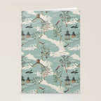Vintage Chinoiserie Pastel Pagoda Bridge Garden Landscape Stationery Card Gallery Image 2