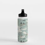Vintage Chinoiserie Pastel Pagoda Bridge Garden Landscape Water Bottle Gallery Image 3
