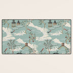 Vintage Chinoiserie Pastel Pagoda Bridge Garden Landscape Desk Mat Gallery Image 3
