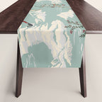 Vintage Chinoiserie Pastel Pagoda Bridge Garden Landscape Table Runner Gallery Image 1