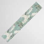 Vintage Chinoiserie Pastel Pagoda Bridge Garden Landscape Table Runner Gallery Image 3