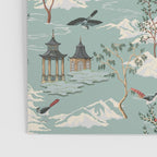 Vintage Chinoiserie Pastel Pagoda Bridge Garden Landscape Poster Gallery Image 3