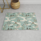 Vintage Chinoiserie Pastel Pagoda Bridge Garden Landscape Rug Gallery Image 1
