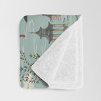 Vintage Chinoiserie Pastel Pagoda Bridge Garden Landscape Throw Blanket Gallery Image 3