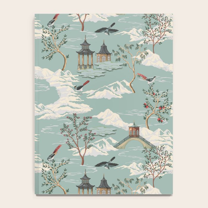 Vintage Chinoiserie Pastel Pagoda Bridge Garden Landscape Notebook Gallery Image 4