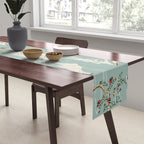 Vintage Chinoiserie Pastel Pagoda Bridge Garden Landscape Table Runner Gallery Image 2