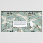 Vintage Chinoiserie Pastel Pagoda Bridge Garden Landscape Desk Mat Gallery Image 1