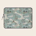 Vintage Chinoiserie Pastel Pagoda Bridge Garden Landscape Laptop Sleeve Gallery Image 1