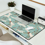 Vintage Chinoiserie Pastel Pagoda Bridge Garden Landscape Desk Mat Gallery Image 2