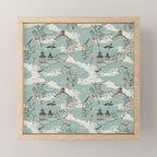 Vintage Chinoiserie Pastel Pagoda Bridge Garden Landscape Mini Art Print Gallery Image 1