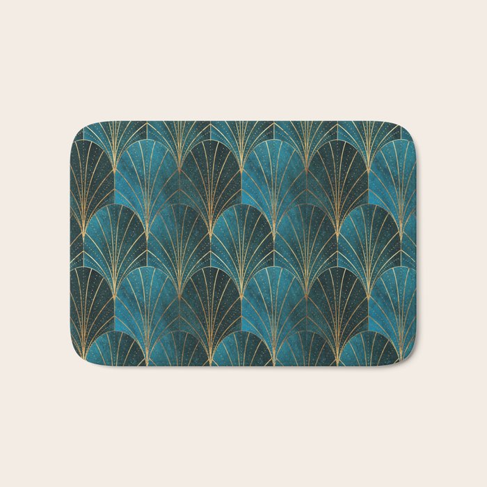 Art Deco Waterfalls // Ombre Teal Bath Mat Gallery Image 1