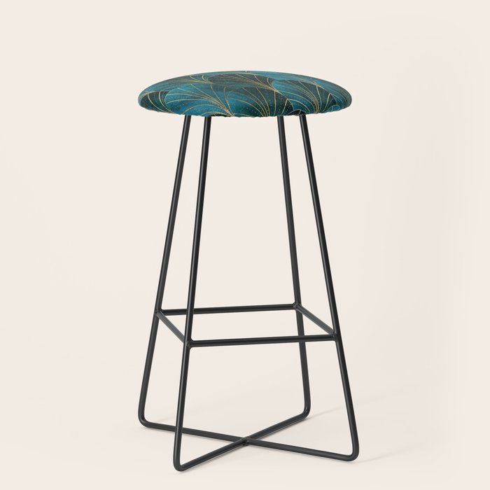 Art Deco Waterfalls // Ombre Teal Stool Gallery Image 1
