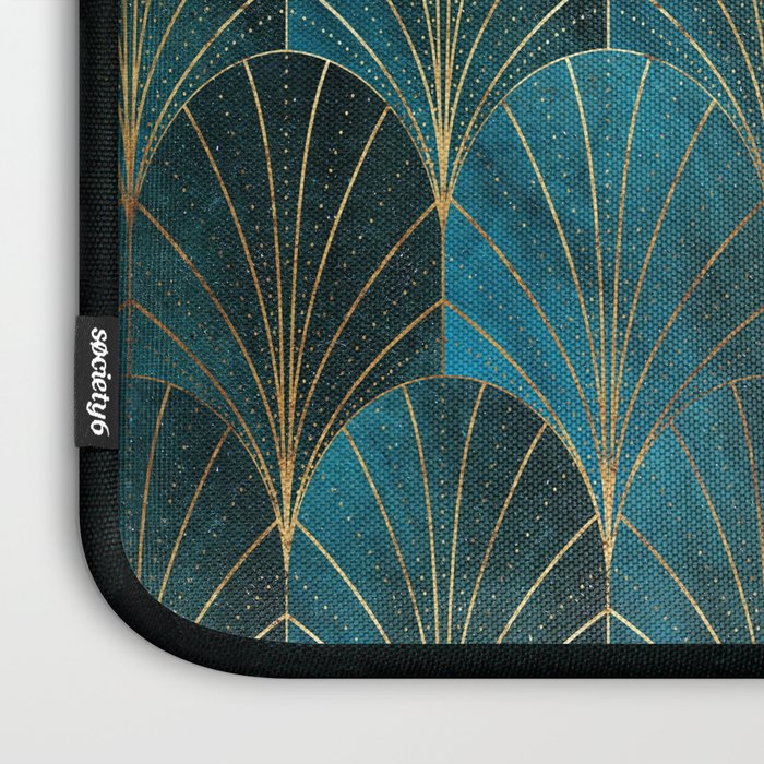 Art Deco Waterfalls // Ombre Teal Laptop Sleeve Gallery Image 3