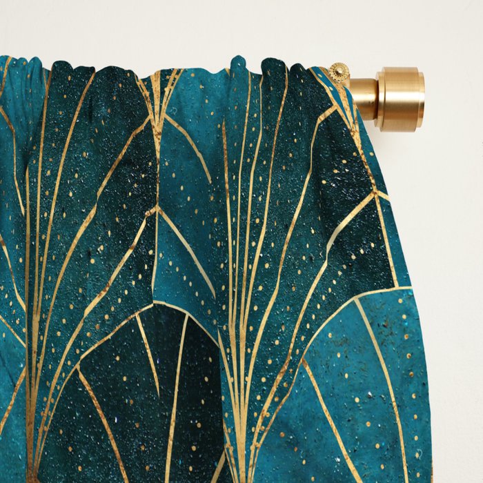 Art Deco Waterfalls // Ombre Teal Window Curtain Gallery Image 2