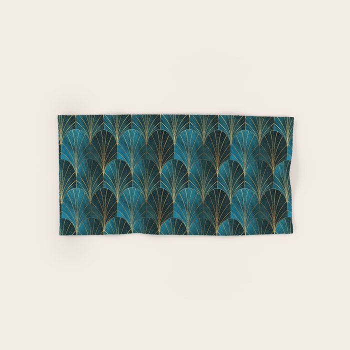 Art Deco Waterfalls // Ombre Teal Bath Towel Gallery Image 1