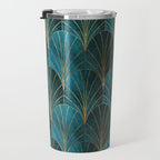 Art Deco Waterfalls // Ombre Teal Travel Mug Gallery Image 3