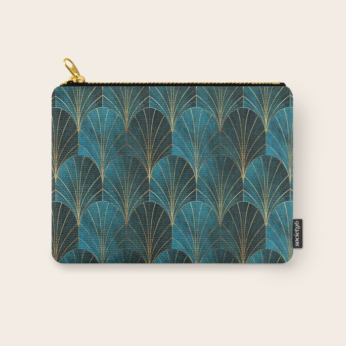 Art Deco Waterfalls // Ombre Teal Carry All Pouch Gallery Image 1
