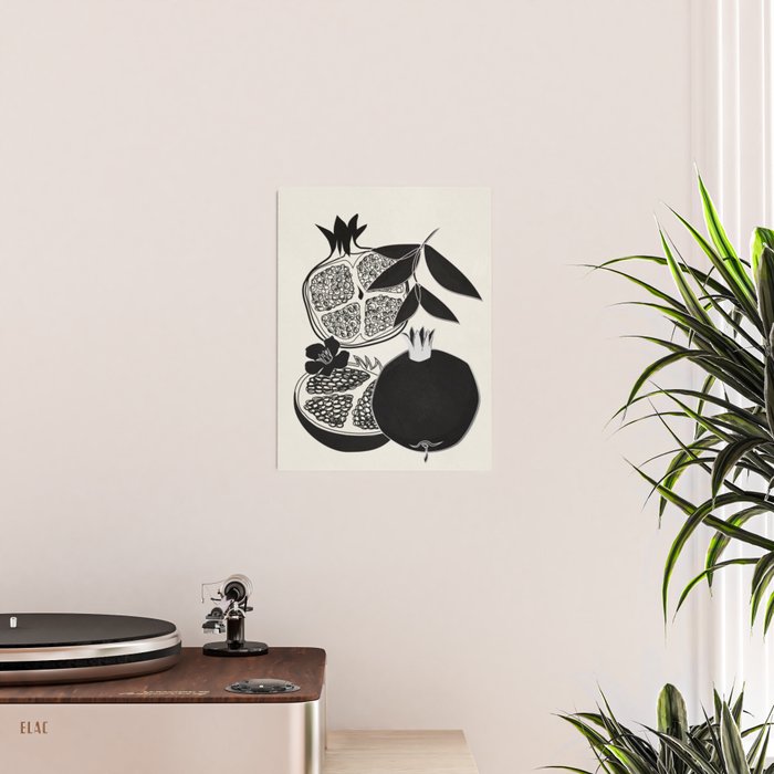 Line Art Pomegranates 1 Poster Gallery Image 2