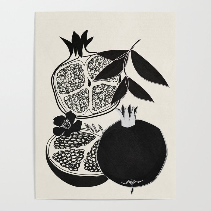 Line Art Pomegranates 1 Poster Gallery Image 4