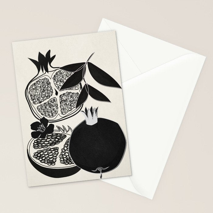 Line Art Pomegranates 1 Stationery Card Gallery Image 2