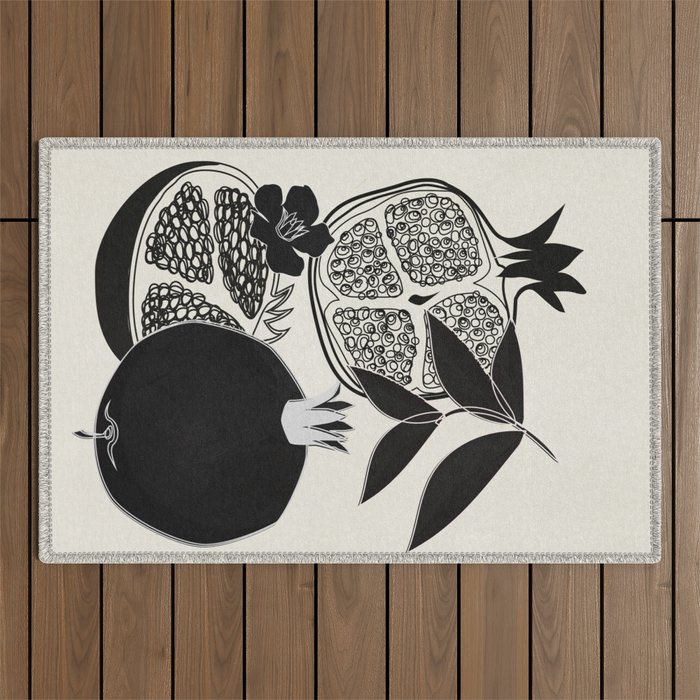 Line Art Pomegranates 1 Outdoor Rug Gallery Image 1