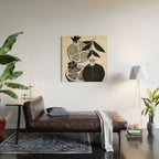 Line Art Pomegranates 1 Wood Wall Art Gallery Image 2