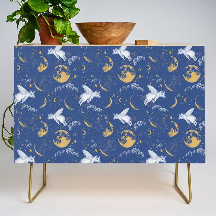 Celestial Pigs lunar blue Credenza Gallery Image 1
