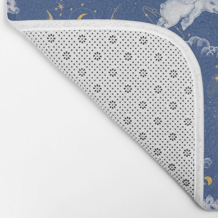 Celestial Pigs lunar blue Bath Mat Gallery Image 2