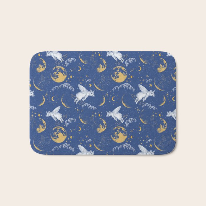 Celestial Pigs lunar blue Bath Mat Gallery Image 1