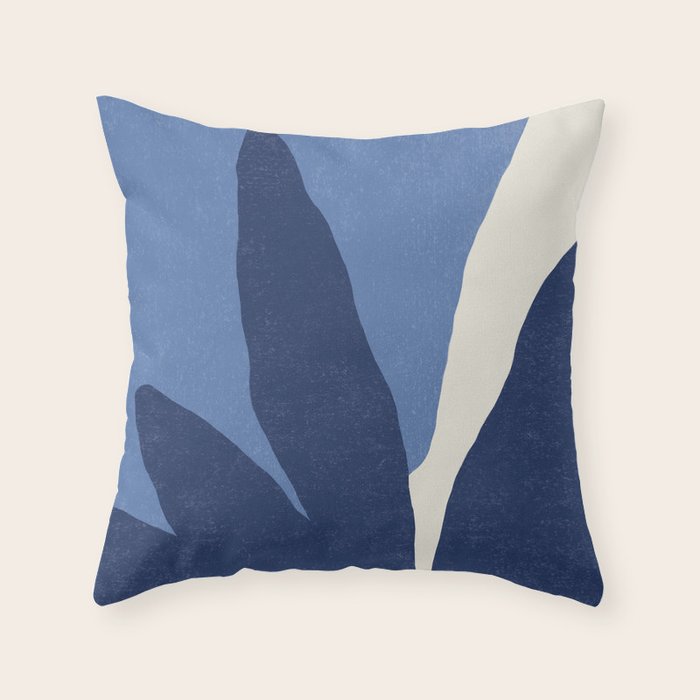 Leaves Minimalism - Blue Navy Throw Pillow Gallery Image 1