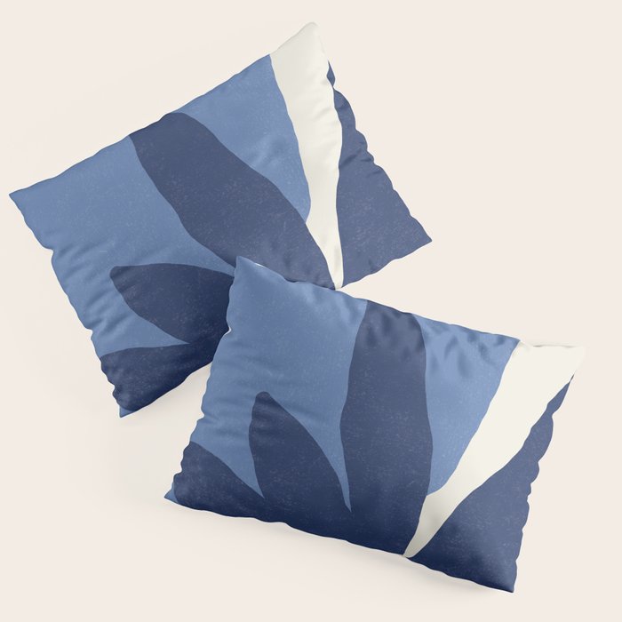 Leaves Minimalism - Blue Navy Pillow Sham Gallery Image 3