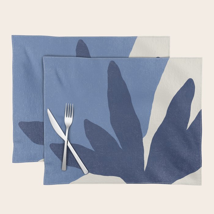 Leaves Minimalism - Blue Navy Placemat Gallery Image 1
