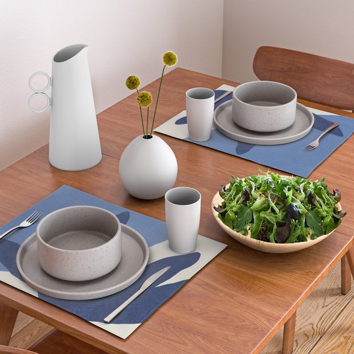 Leaves Minimalism - Blue Navy Placemat Gallery Image 2