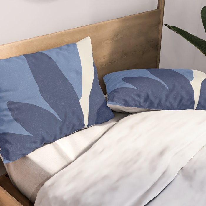 Leaves Minimalism - Blue Navy Pillow Sham Gallery Image 2