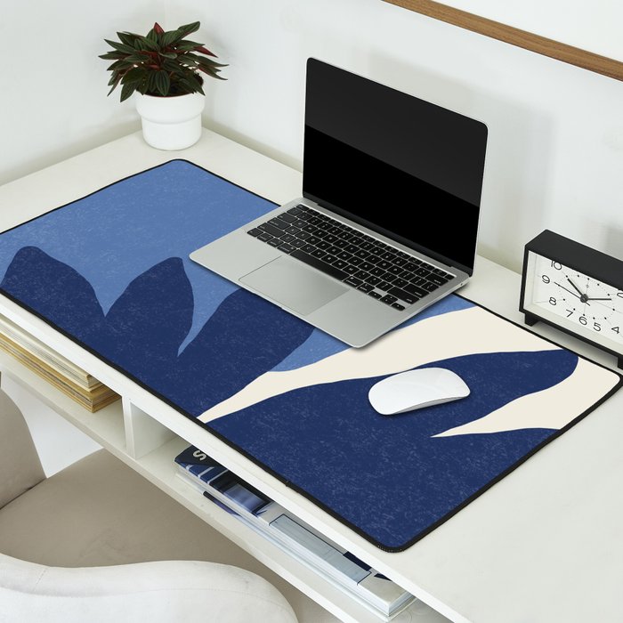 Leaves Minimalism - Blue Navy Desk Mat Gallery Image 2