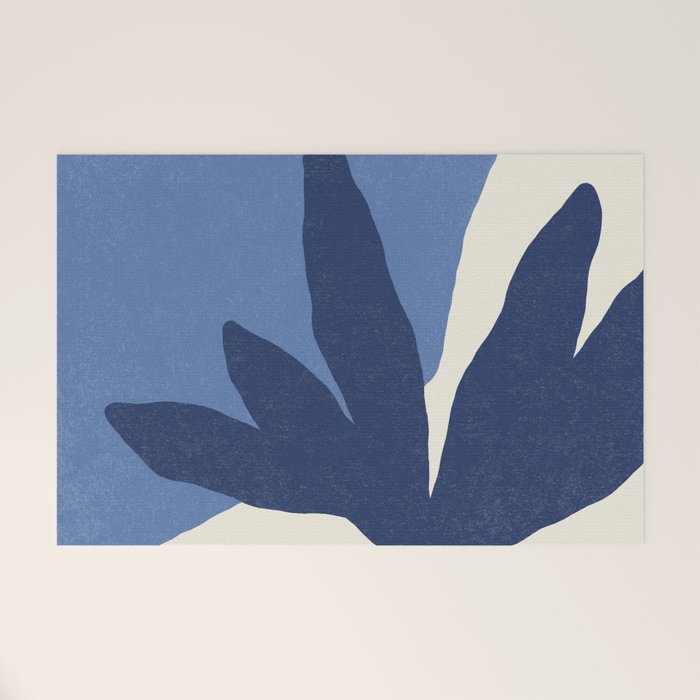 Leaves Minimalism - Blue Navy Welcome Mat Gallery Image 1
