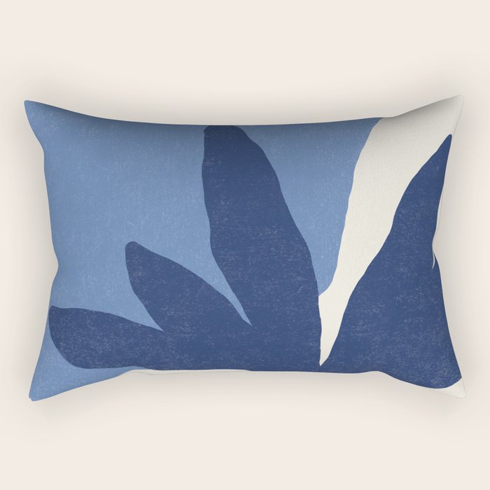 Leaves Minimalism - Blue Navy Rectangular Pillow Gallery Image 2